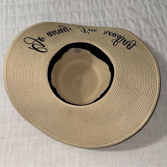 Ivory Black Ribbon Go Away, I’m Reading Floppy Hat - Picture 6 of 7